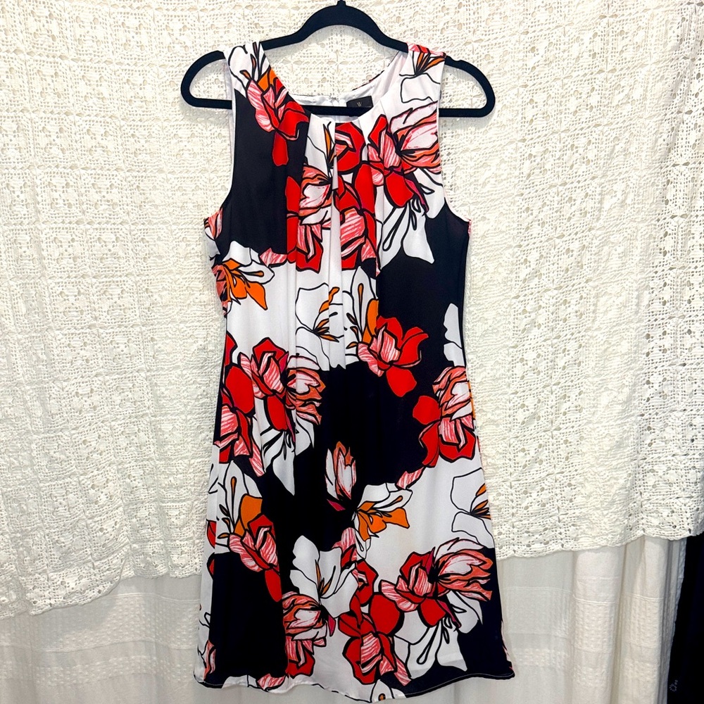 Worthington Floral Sheath Dress - Orange, Black and White